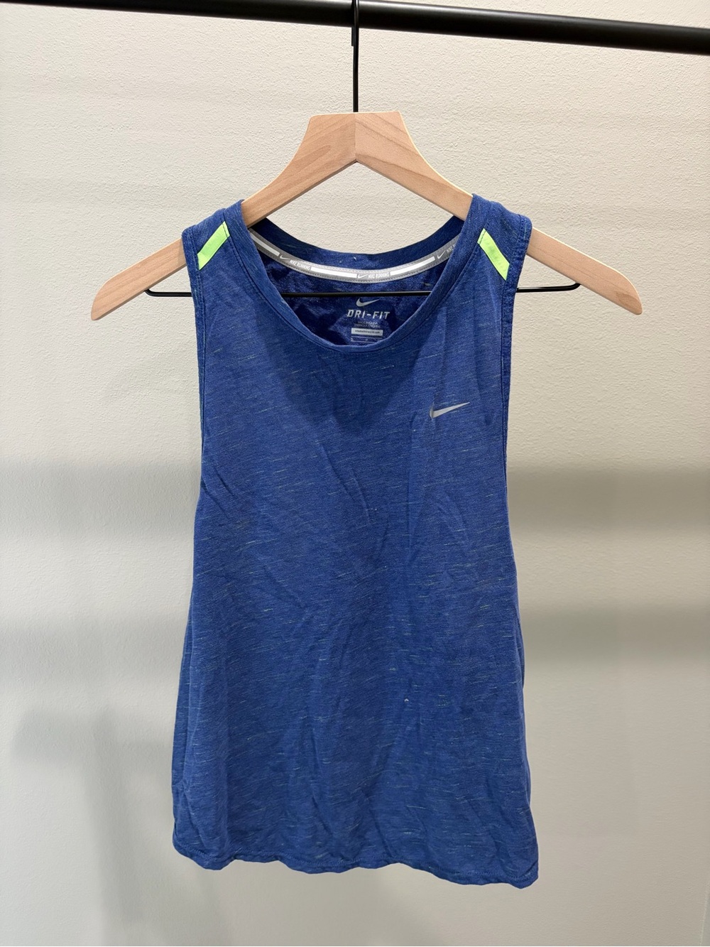 Nike Blue Dri-FIT Tank with Neon Yellow Shoulder Accents